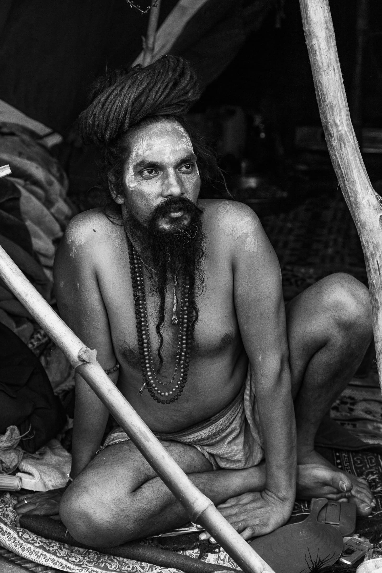 mahakumbh-portrait black and white photography | Naga Sadhu in Mahakumbh